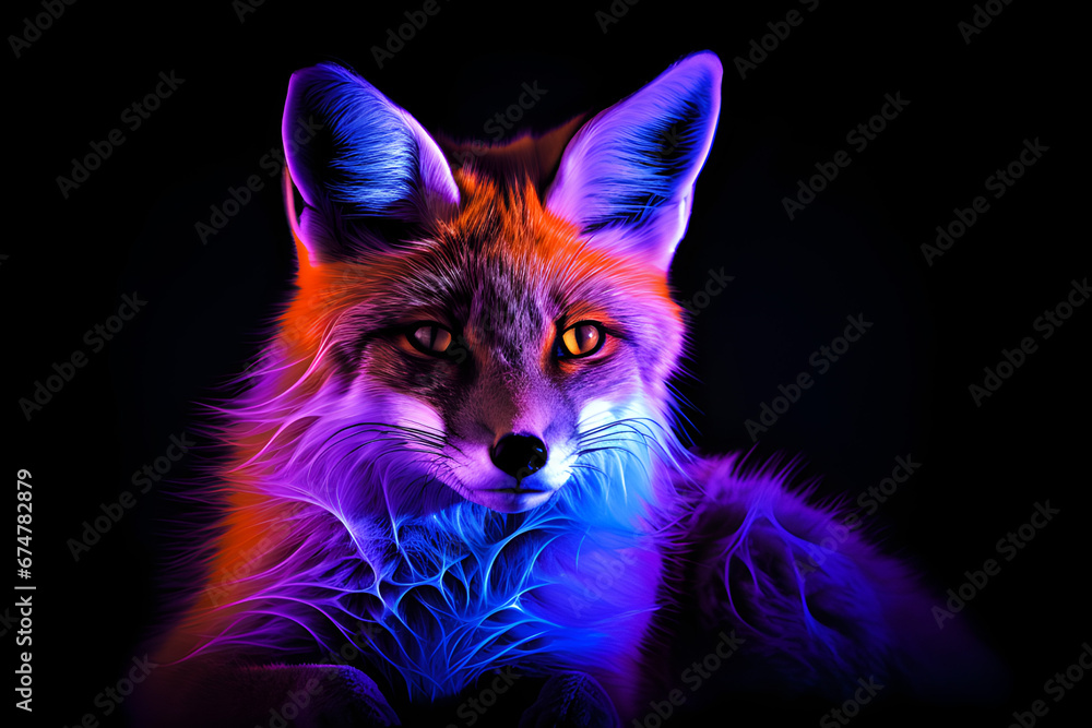 Enchanting UV Blacklight fox Photography.