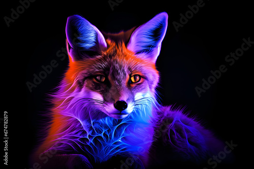 Enchanting UV Blacklight fox Photography. © JewJew