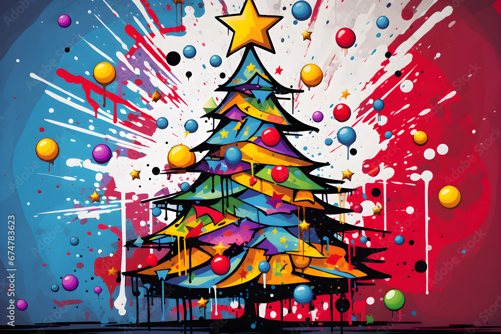 Abstract christmas cartoon New Year tree illustration Abstract christmas cartoon New Year tree illustration
