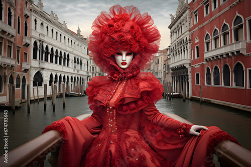 Bright character in mask on Venice carnival