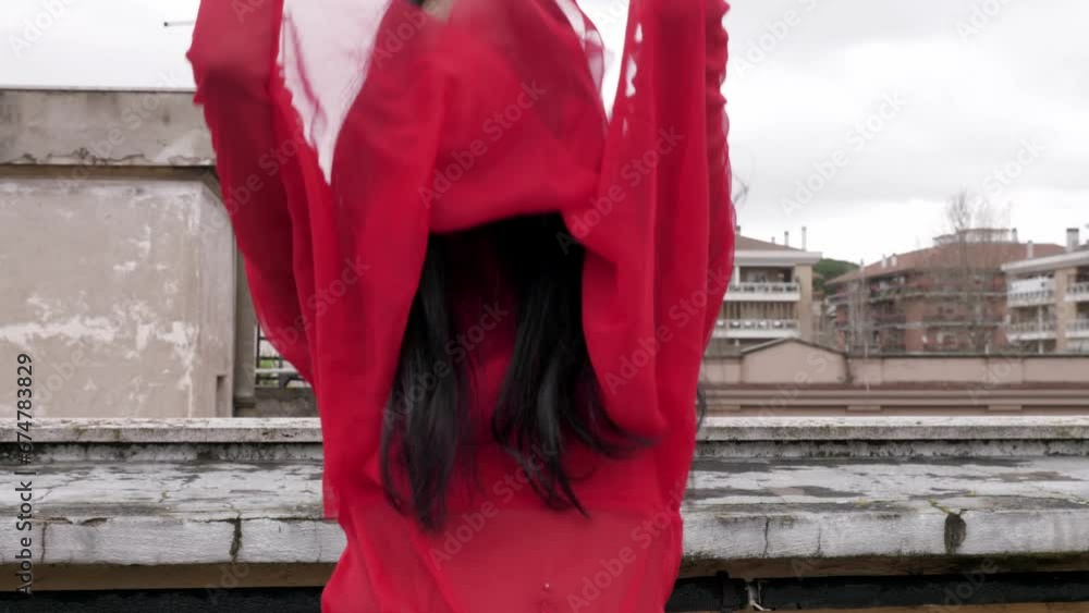 classic dance - Indian girl practicing doing classical dance movements 