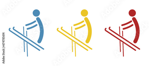 skier icon on a white background, vector illustration