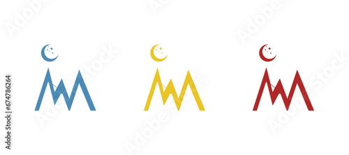 icon of mountains, path, vector illustration