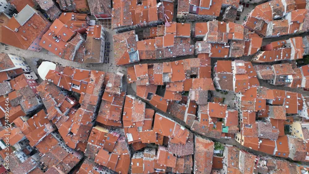 Aerial view of Rovinj, a characteristic small town with red rooftop, Istria, Croatia. Aerial view of Rovinj, a characteristic small town with red rooftop, Istria, Croatia.