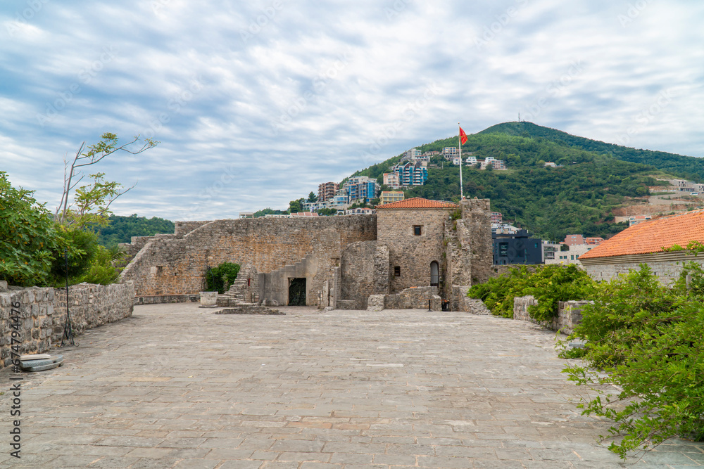 Citadel Budva. Old walls of Town Budva, Montenegro in summer day 