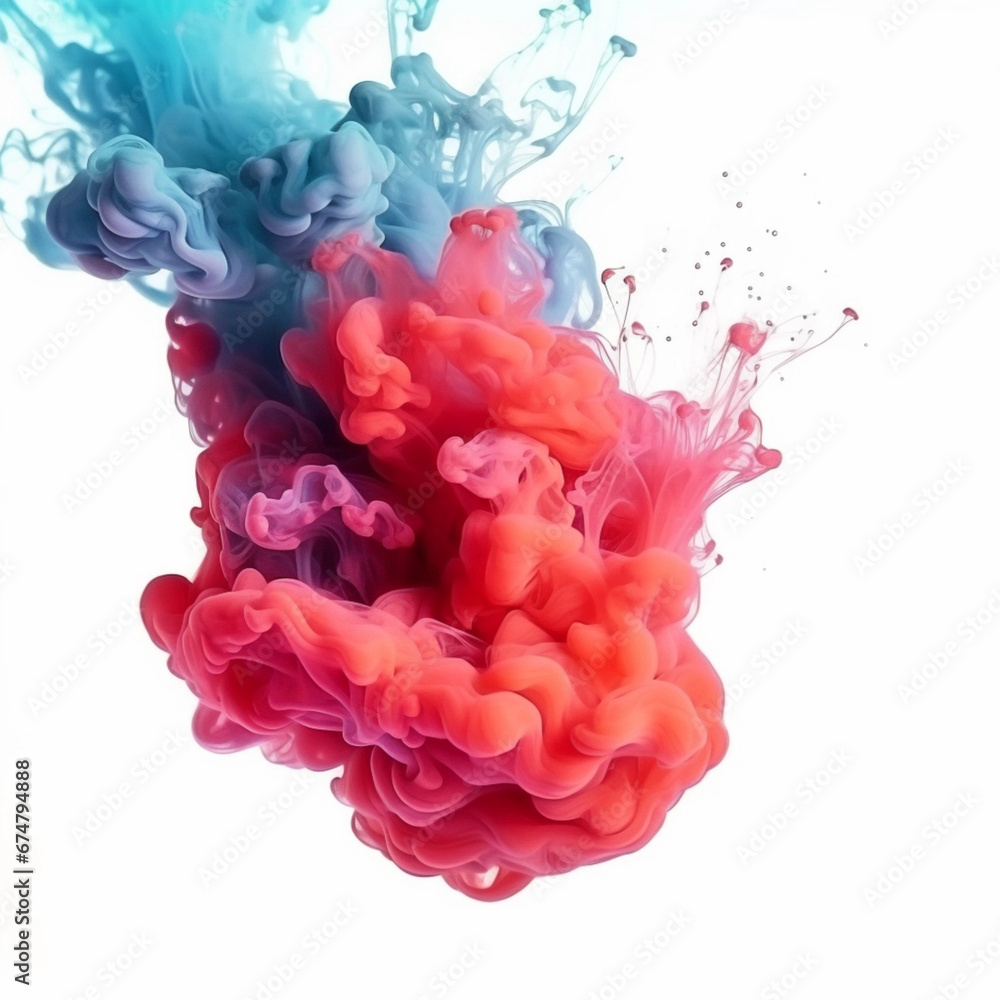 Fototapeta premium Abstract colorful red color cloud background, multicolored ink drop fluid motion in water, AI generated