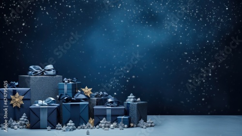 A pile of presents sitting on top of a snow covered ground