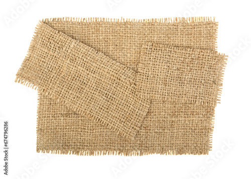 pieces of burlap on a white background, isolated
