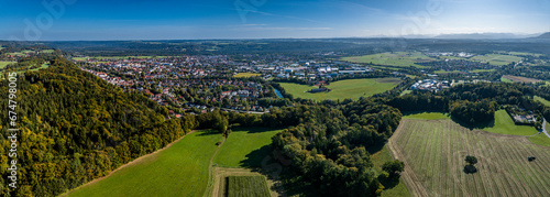 Wolfratshausen Bavaria Germany: Aerial Panorama