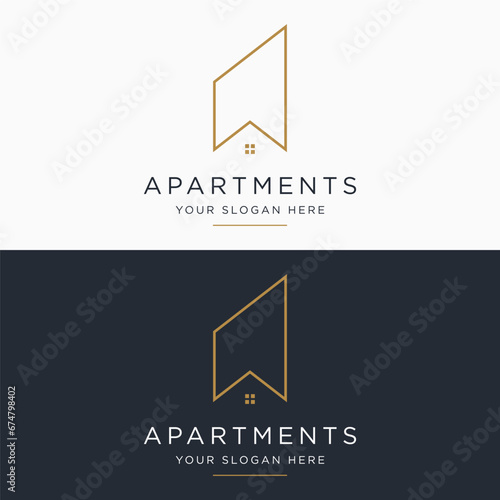 Logo design for a modern and luxurious apartment building or homestay. Logo for business, real estate, hotels and architecture.