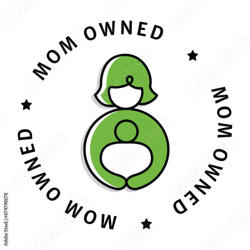 An icon representing businesses proudly owned by moms, showcasing maternal entrepreneurship and the Mom Owned badge.