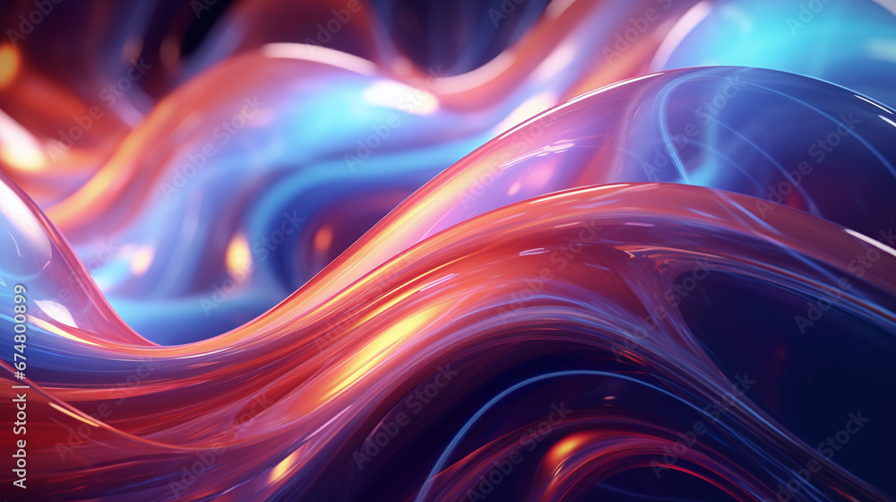 Abstract 3d colorful neon background with waves.