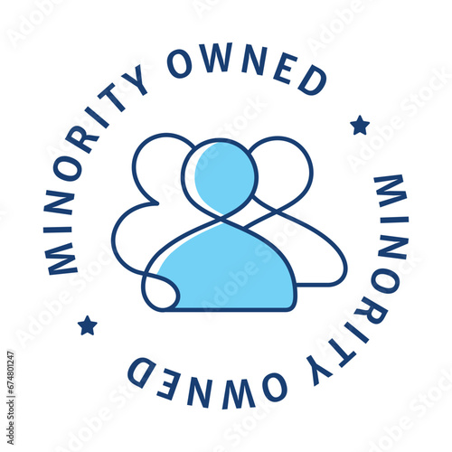 An icon showcasing a circular minority owned business seal, highlighting ownership diversity, inclusivity, and the certification of being a minority enterprise.