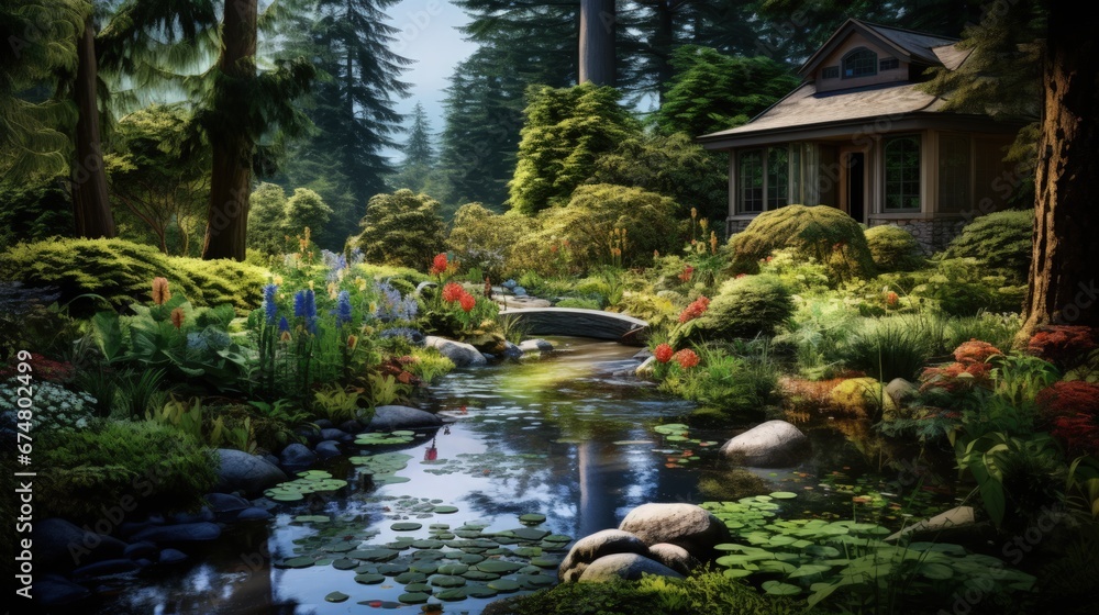 Outdoor landscape garden in North Vancouver, British Columbia, Canada. Outdoor landscape garden in North Vancouver, British Columbia, Canada.