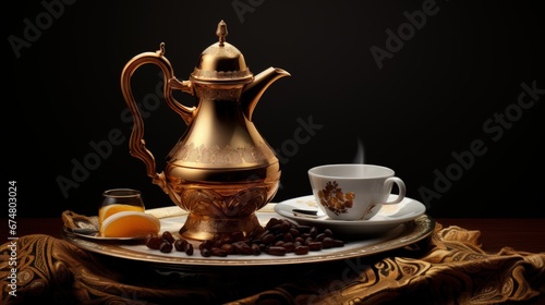Arabic Coffee pot traditional. Saudi Coffee Dallah, A still life of Saudi traditional coffee pot or Dallah, photo
