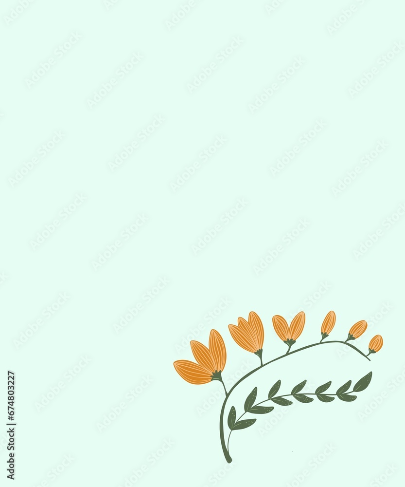 Fototapeta premium Cute postcard with cute yellow flower