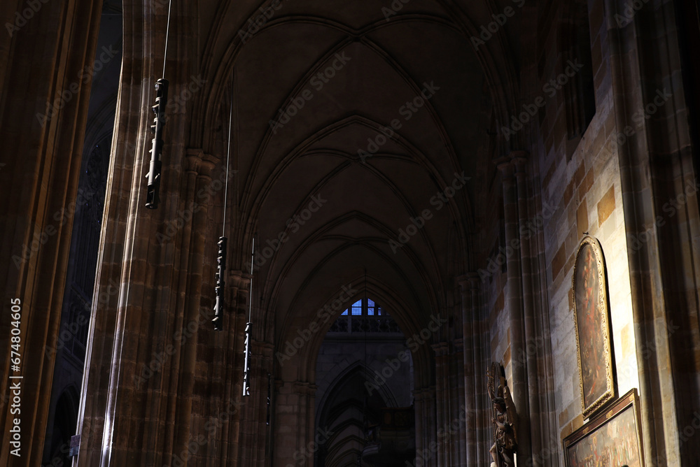 Fototapeta premium Interior detail of St. Vitus Cathedral in Prague