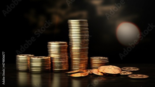 Stack of money coin with trading graph, financial investment concept can be use as background