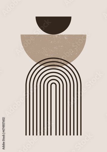 Mid-century abstract contemporary aesthetic background design set with geometric balance shapes. Abstract Art Design for prints, covers, wallpapers, wall art. Vector illustration.