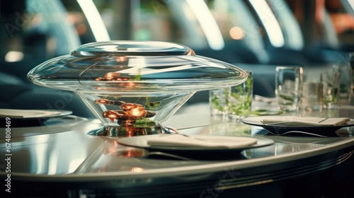 A close up of a table with plates and glasses