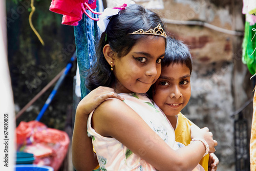 brother sister love looking at camera 