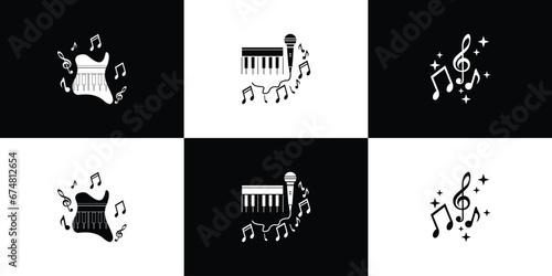 Music logo design unique concept with equalizer Premium Vector