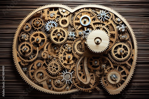 Steampunk background with mechanical gears and cogwheels, Close-up, Working process, Abstract steampunk background, Idea Generating