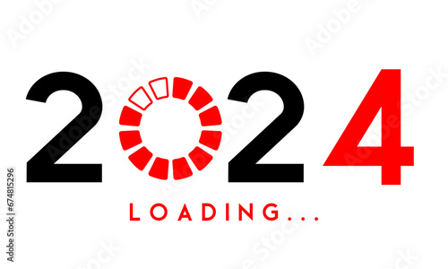 2024 new year loading round progress bar vector illustration simple creative design new year' eve, happy new year, 2024 year loading concept on white background