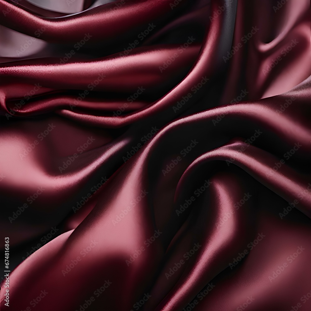 Obraz premium Black red burgundy silk satin. Soft wavy folds. Shiny fabric. Dark cherry luxury background with space for design. Christmas, Birthday, Valentine. Elegant, rich, chic, fancy. Flat lay,