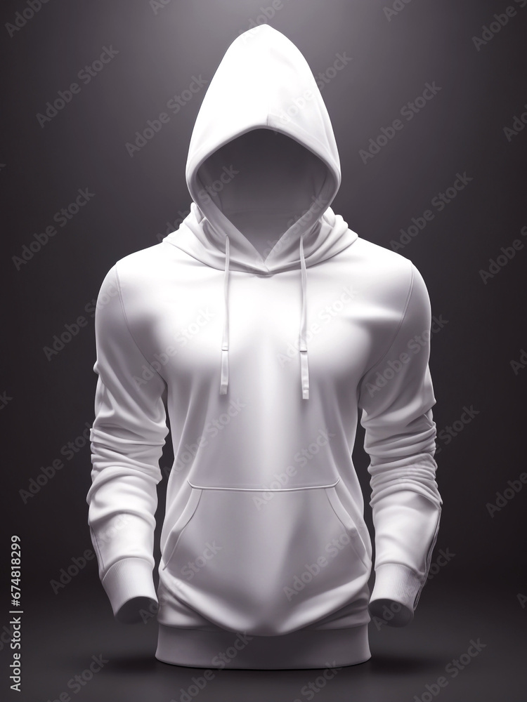 Man Doll on white hoodie isolated on Dark background, Generative Ai Man Doll on white hoodie isolated on Dark background, Generative Ai