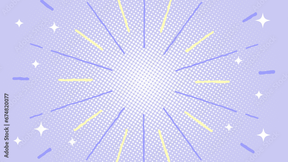 Obraz premium 手書き風の線が回転する背景 水玉背景 