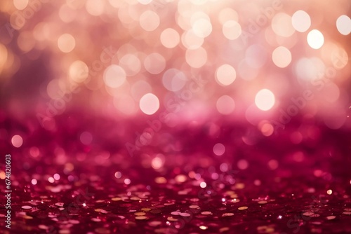 table strewn with sparkles on a blurry fire background. Great background for sales