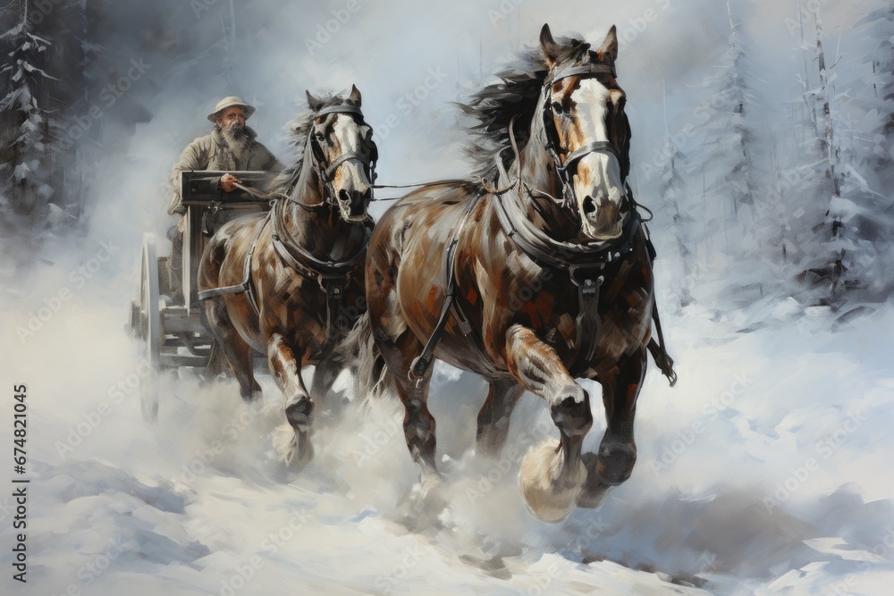 horse and rider on the snow horse and rider on the snow