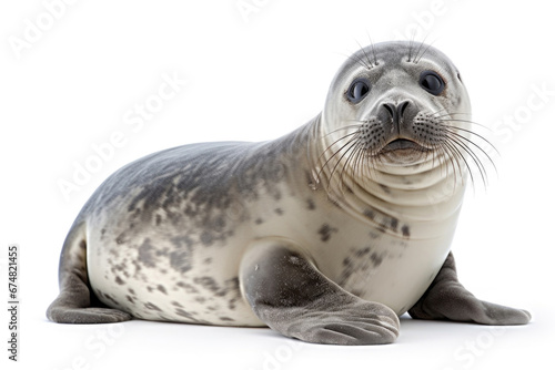 Baby of common seal on white background © Venka