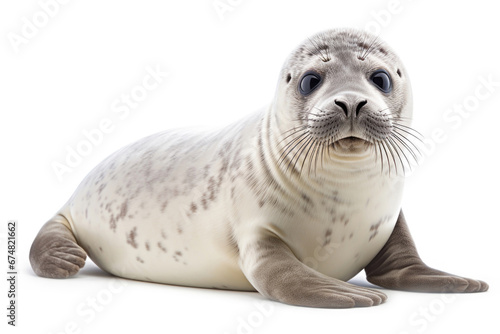 Baby of common seal on white background