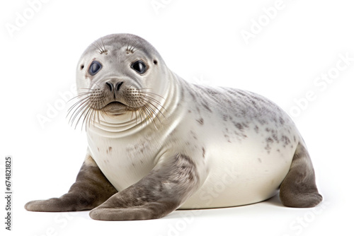 Baby of common seal on white background © Veniamin Kraskov