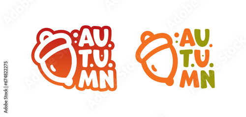 autumn and acorn logo. acorn and autumn concept
