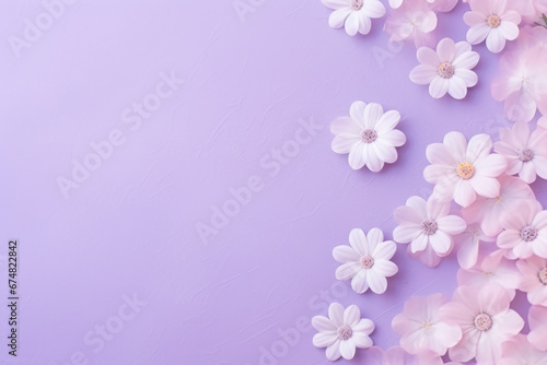 Beautiful pink flowers on a purple background. Room for Text.