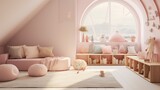 Sweet pastel modern playroom of child in nordic style