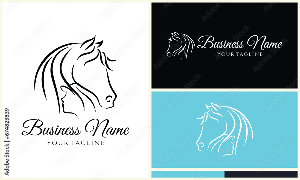 equestrian and kid logo template
