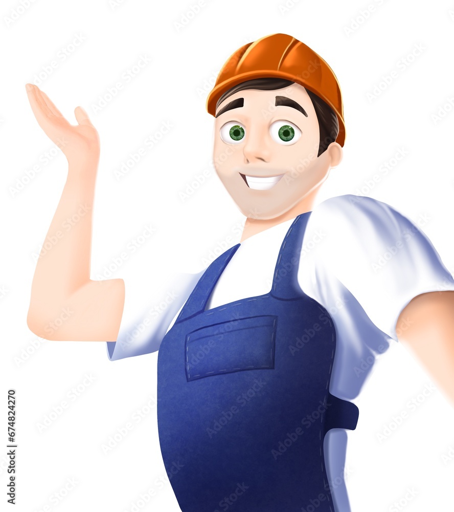 a young specialist civil engineer in cartoon style isolated on a white background mascot for a construction company. handyman student casual style illustration invitation to work as an intern a young specialist civil engineer in cartoon style isolated on a white background mascot for a construction company. handyman student casual style illustration invitation to work as an intern