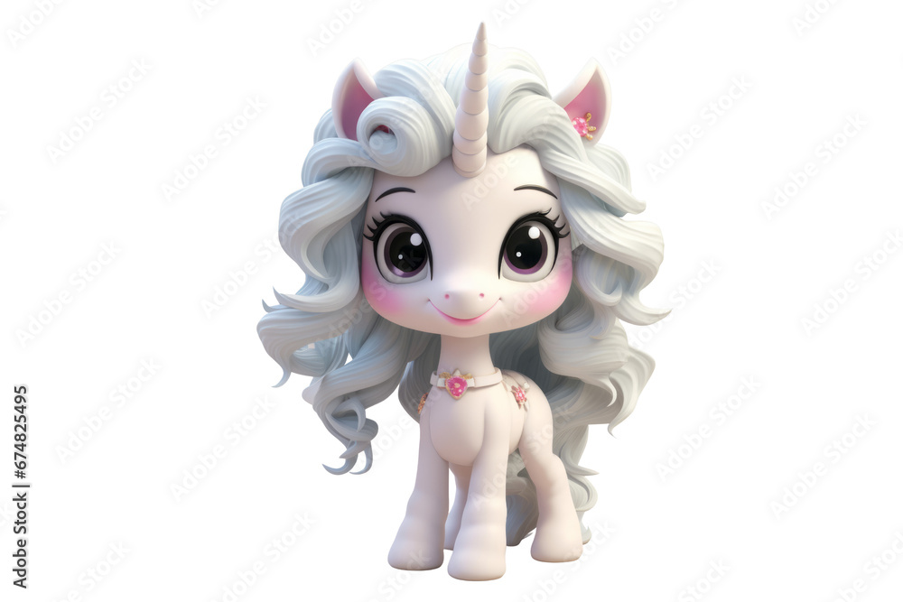 Fototapeta premium Whimsical Wonder: 3D Cute Cartoon Unicorn