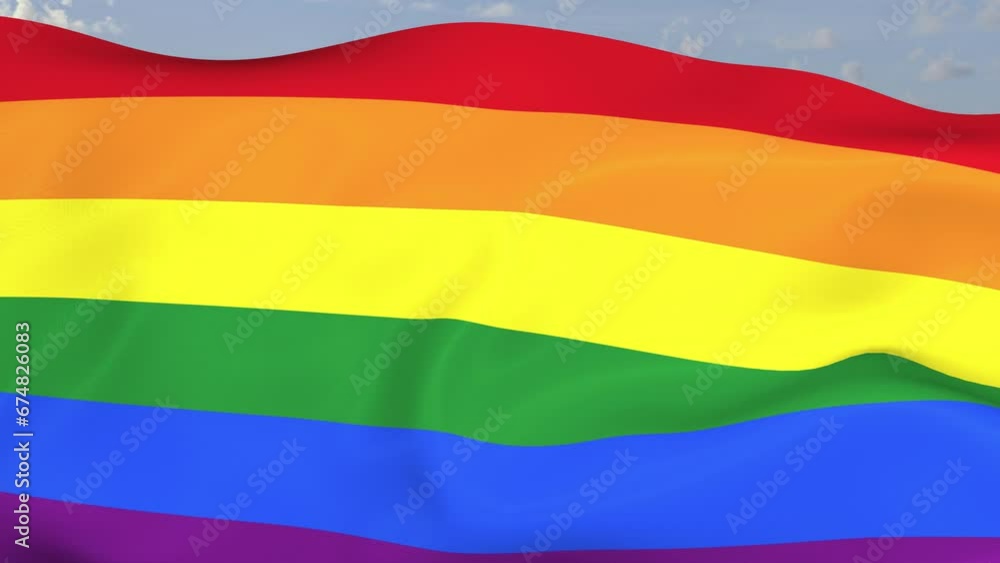 Loop der Pride LGBTQ Fahne wehend im Wind als Nahaufnahme 4K Loop der Pride LGBTQ Fahne wehend im Wind als Nahaufnahme 4K