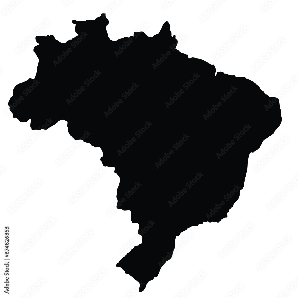 Brazil black map on white background. Vector illustration.