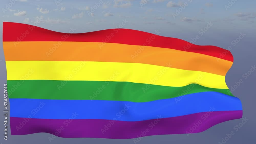 Loop der Pride LGBTQ Fahne wehend im Wind als Nahaufnahme 4K Loop der Pride LGBTQ Fahne wehend im Wind als Nahaufnahme 4K