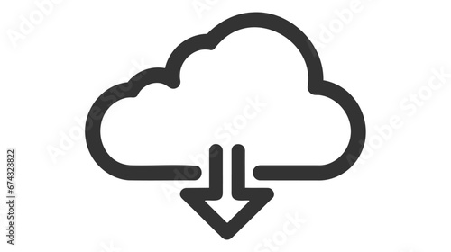 Cloud download outline isolated vector icon on white backgound