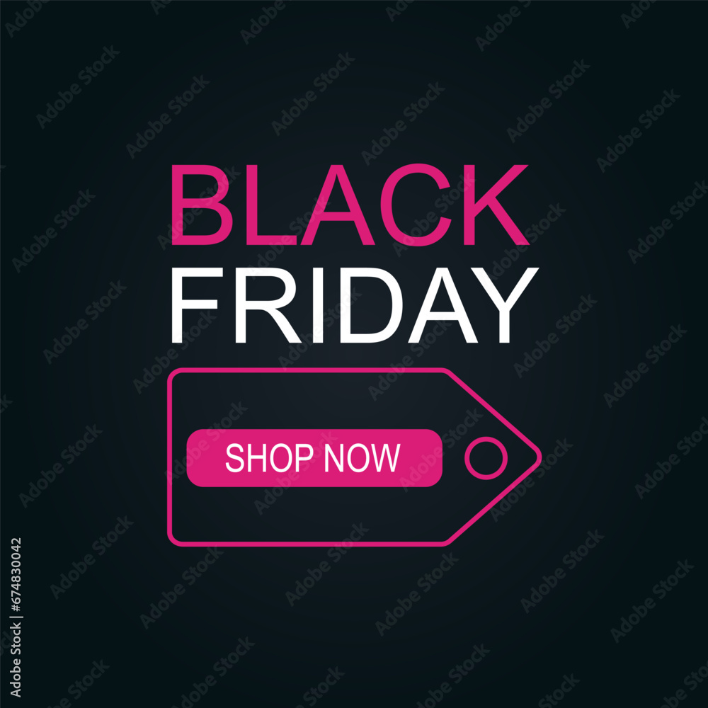 Black friday sale banner design template. Pink and white colors on a dark background. Black friday banner. Vector illustration Black friday sale banner design template. Pink and white colors on a dark background. Black friday banner. Vector illustration