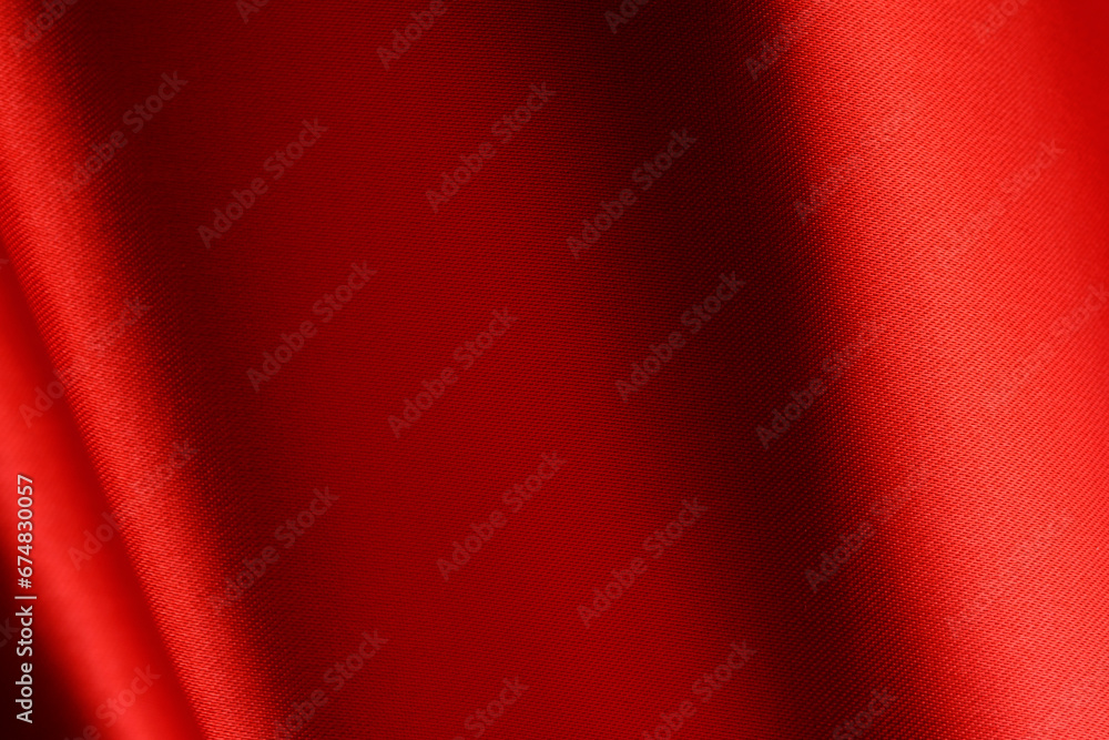 Background made wavy red linen fabric.