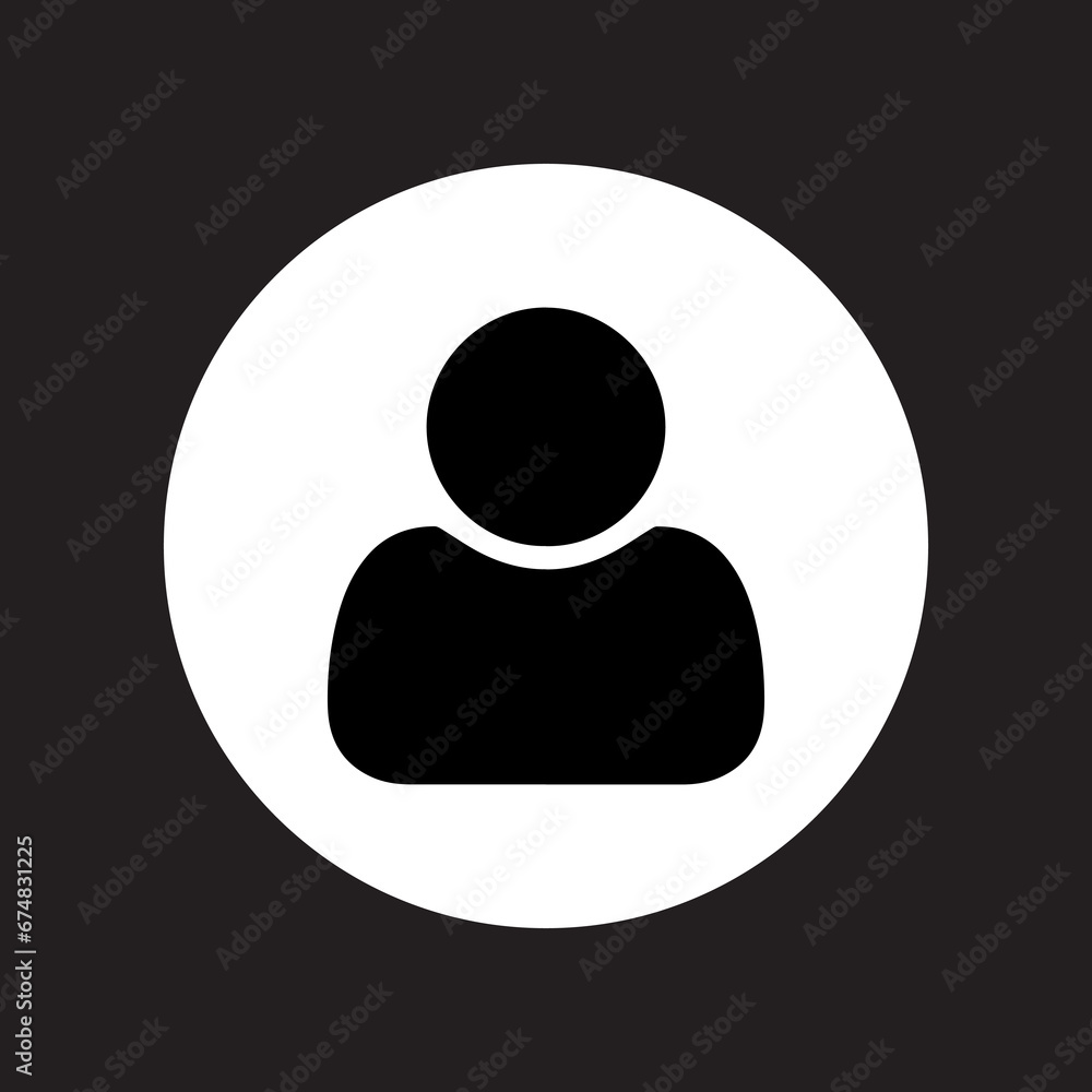 User icon vector. Profile mark logo design. Profile vector icon illustration in circle isolated on black background User icon vector. Profile mark logo design. Profile vector icon illustration in circle isolated on black background