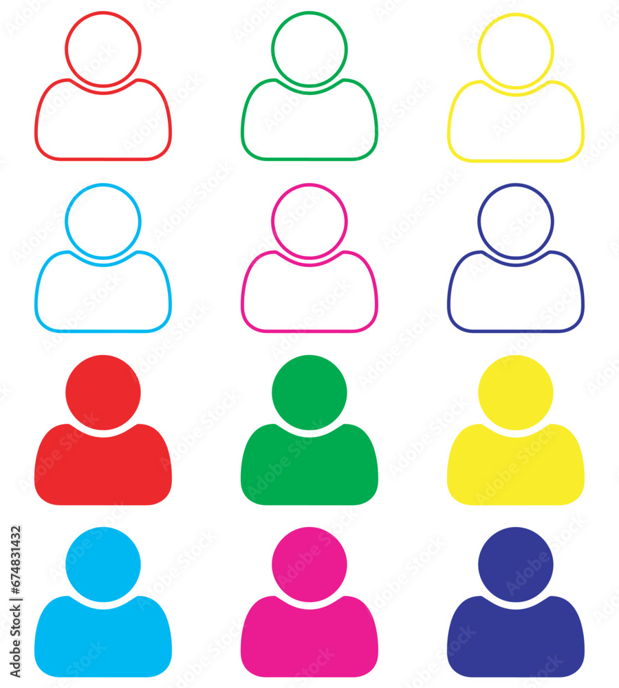 User icon vector. Profile icon sign symbol in trendy flat style. Set elements in colored icons. Profile vector icon illustration isolated on white background User icon vector. Profile icon sign symbol in trendy flat style. Set elements in colored icons. Profile vector icon illustration isolated on white background